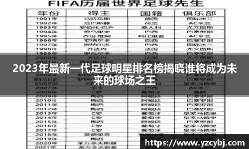 2023年最新一代足球明星排名榜揭晓谁将成为未来的球场之王